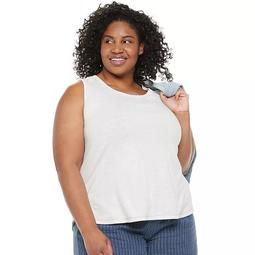 Plus Size Now + Gen by Sonoma Goods For Life® Shirred Linen-Blend Tank Top