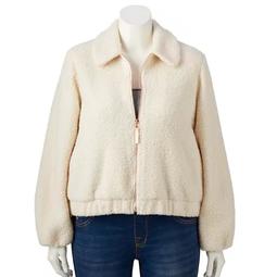 Plus Size LC Lauren Conrad Textured Sherpa Jacket