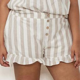 Plus Size LC Lauren Conrad Striped Ruffle-Hem Shorts