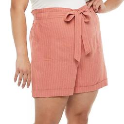 Plus Size Now + Gen by Sonoma Goods For Life® Linen Blend Paper-Bag Waist Shorts