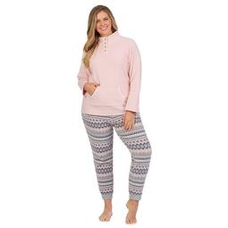 Plus Size Cuddl Duds® Microfleece Pajama Top & Pajama Banded Bottoms Set