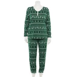 Plus Size LC Lauren Conrad Jammies For Your Families® Fairisle Top & Bottoms Pajama Set