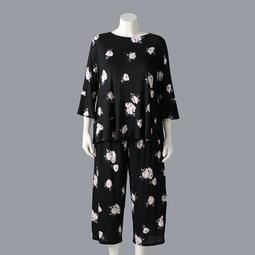 Plus Size Simply Vera Vera Wang 3/4 Sleeve Pajama Top & Pajama Culotte Capri Set