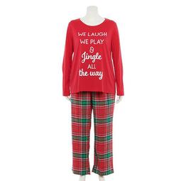 Plus Size Jammies For Your Families® Jingle All The Way Flannel Top & Pants Pajama Set