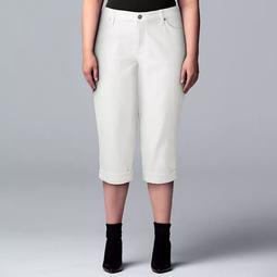 Plus Size Simply Vera Vera Wang Cuffed Capri Jeans