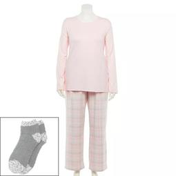 Plus Size Croft & Barrow® Long Sleeve Pajama Top, Pajama Pants & Socks Set