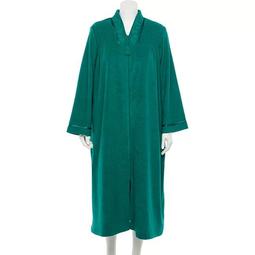 Plus Size Miss Elaine Essentials Brushed Back Terry Long Zippered Robe