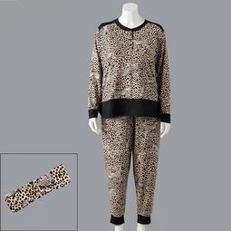 Plus Size Simply Vera Vera Wang Long Sleeve Pajama Top, Pajama Pants & Headband Set