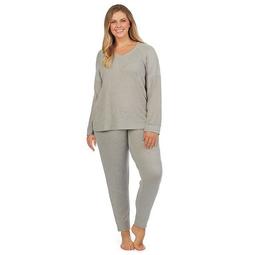 Plus Size Cuddl Duds® Ribbed Pajama Top & Banded Bottom Pajama Pants Set