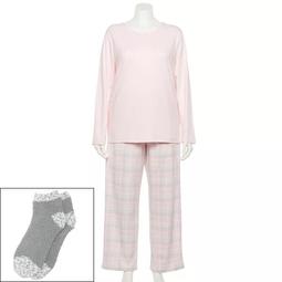 Plus Size Croft & Barrow® Pajama Top, Pajama Pants & Socks Set