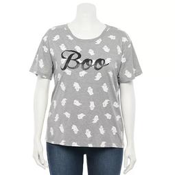 Juniors' "Boo" All-Over Ghost Print Tee