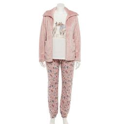 Plus Size Peace, Love & Dreams Pajama Top, Pajama Pants & Jacket Set