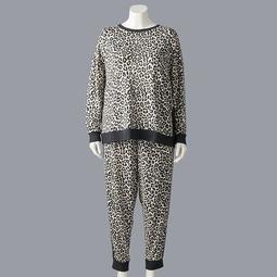 Plus Size Simply Vera Vera Wang Long Sleeve Sweater Pajama Top & Pajama Pants Set