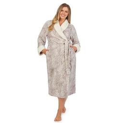 Plus Size Stan Herman Printed Plush Wrap Robe