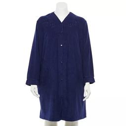 Plus Size Miss Elaine Essentials Brushed Back Terry Short Snap Robe