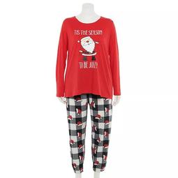 Plus Size Jammies For Your Families® Jolly Santa Top & Bottoms Pajama Set