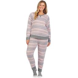Plus Size Cuddl Duds® Long Sleeve Pajama Top, Pajama Pants & Socks Set