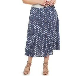 Plus Size Now + Gen by Sonoma Goods For Life® Print Button-Front Midi Skirt