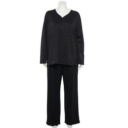 Plus Size Croft & Barrow® Knit Long Sleeve Pajama Shirt & Pajama Pants Set