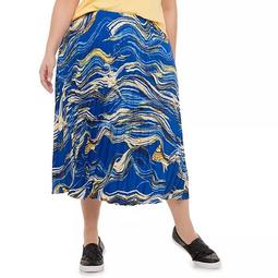 Plus Size Nine West Wave Pleated Flare Skirt