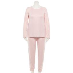 Plus Size LC Lauren Conrad Knit Long Sleeve Pajama Top & Pajama Pants Set