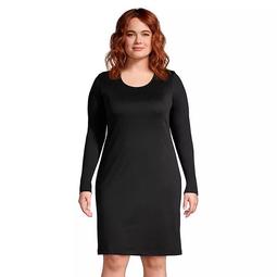 Plus Size Lands' End Supima Cotton Long Sleeve Knee Length Nightgown