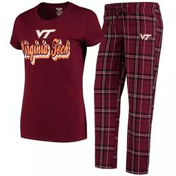 Women's Concepts Sport Maroon/Black Virginia Tech Hokies Ethos T-Shirt & Pants Sleep Set