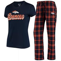 Women's Concepts Sport Navy Denver Broncos Ethos T-Shirt and Pants Sleep Set