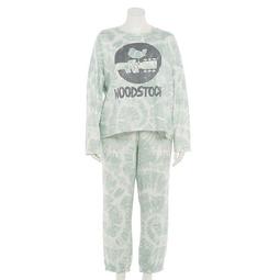 Plus Size Woodstock Tie Dye Pajama Top & Pajama Pants Set