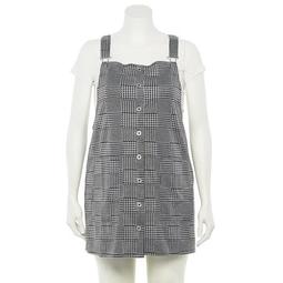 Juniors' Plus Size SO® Button-Front Pinafore Dress