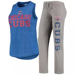 Women's Concepts Sport Gray/Heathered Royal Chicago Cubs Satellite Muscle Tank Top & Pants Sleep Set