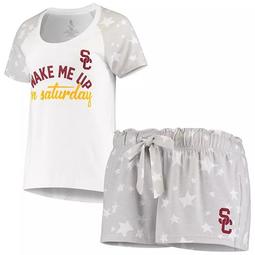 Women's White USC Trojans Fursten Stars T-Shirt and Shorts Sleep Set