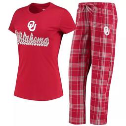 Women's Concepts Sport Crimson/Gray Oklahoma Sooners Ethos T-Shirt & Pants Sleep Set