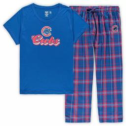 Women's Concepts Sport Royal Chicago Cubs Plus Size T-Shirt and Flannel Pants Sleep Set