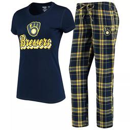 Women's Concepts Sport Navy/Gold Milwaukee Brewers Ethos T-Shirt & Pants Set