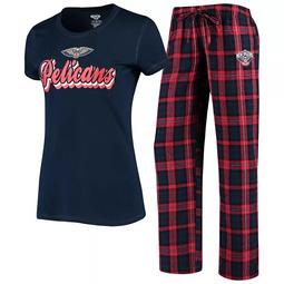 Women's Concepts Sport Navy/Red New Orleans Pelicans Ethos T-Shirt & Pants Sleep Set