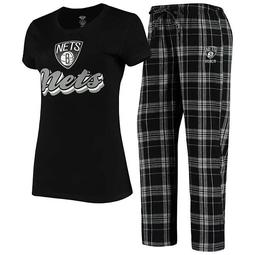 Women's Concepts Sport Black/Gray Brooklyn Nets Ethos T-Shirt & Pants Sleep Set