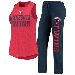Women's Concepts Sport Navy/Heathered Red Minnesota Twins Satellite Muscle Tank Top & Pants Sleep Set