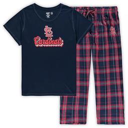Women's Concepts Sport Navy St. Louis Cardinals Plus Size T-Shirt and Flannel Pants Sleep Set