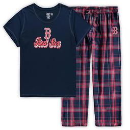 Women's Concepts Sport Navy Boston Red Sox Plus Size T-Shirt and Flannel Pants Sleep Set