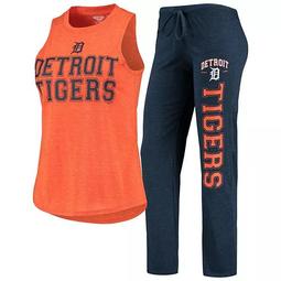 Women's Concepts Sport Navy/Heathered Orange Detroit Tigers Satellite Muscle Tank Top & Pants Sleep Set