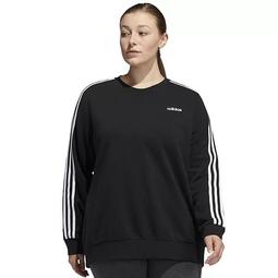 Plus Size adidas 3-Stripe Fleece Crewneck Sweatshirt