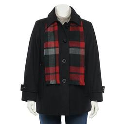 Plus Size TOWER by London Fog Wool Blend Coat & Scarf