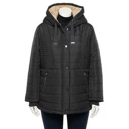 Plus Size d.e.t.a.i.l.s Fleece Hood Quilted Puffer Coat