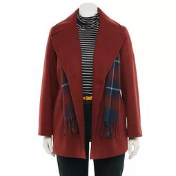 Plus Size TOWER by London Fog Scarf & Wool-Blend Peacoat