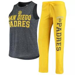 Women's Concepts Sport Gold/Heathered Charcoal San Diego Padres Satellite Muscle Tank Top & Pants Sleep Set
