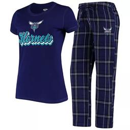 Women's Concepts Sport Purple/Black Charlotte Hornets Ethos T-Shirt & Pants Sleep Set