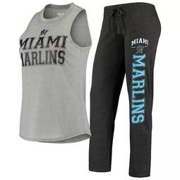 Women's Concepts Sport Black/Heathered Gray Miami Marlins Satellite Muscle Tank Top & Pants Sleep Set