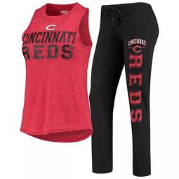 Women's Concepts Sport Black/Heathered Red Cincinnati Reds Satellite Muscle Tank Top & Pants Sleep Set