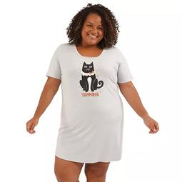 Plus Size Nite Nite by Munki Munki Black Cat Vampurrr Sleepshirt